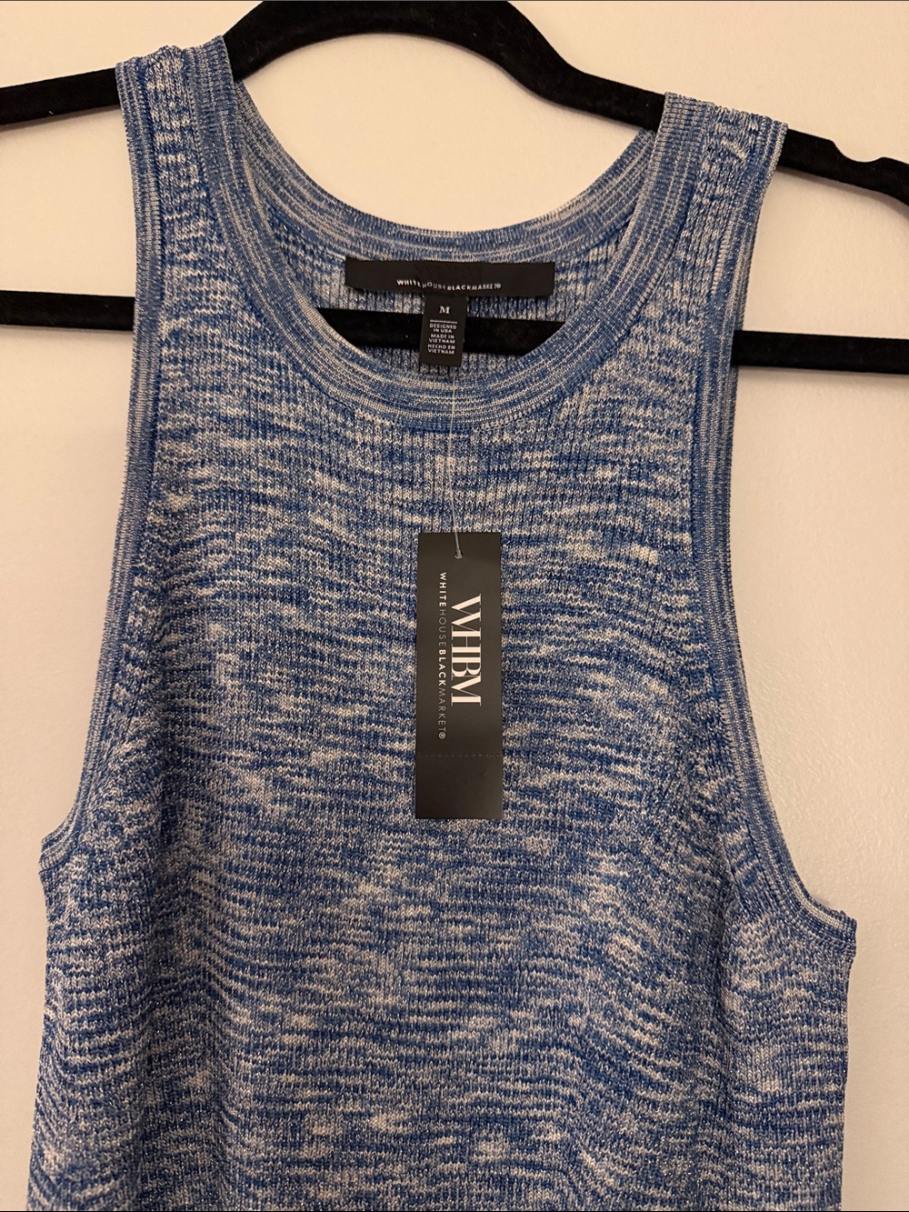 White House Black Market Blue Heathered Racerback Maxi Dress